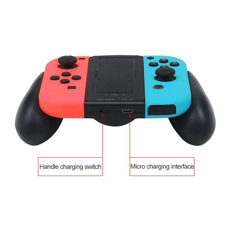 Joy-Con grip charger showing charging switch and micro charging interface on the base