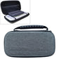 Portable Switch Lite storage case, light gray fabric exterior with top handle and zipper