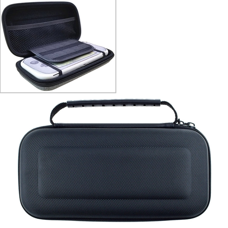 Portable Switch Lite storage case with dark interior lining and foam insert, zipper closure