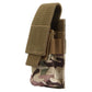 Camouflage mini flashlight pouch with hook-and-loop strap and front elastic pocket
