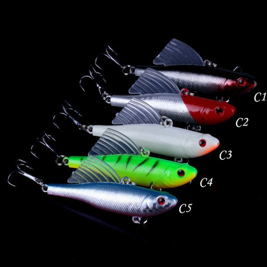 Assorted winged pencil fishing lures, 6.5 cm, red, green, silver and blue colors