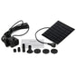 Solar water fountain pump kit with square panel, pump, nozzles, and mounting caps