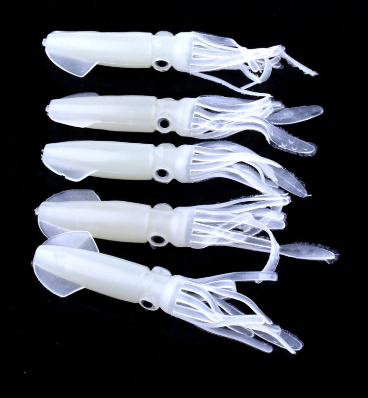 White squid soft plastic fishing lures, multiple baits with clear tentacle strands