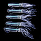 Translucent squid soft plastic fishing lures with blue glow, 5-piece set