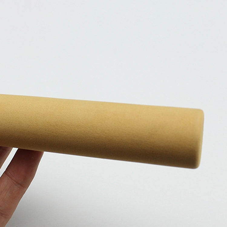 Ice fishing rod yellow cork grip end cap with exposed handle portion