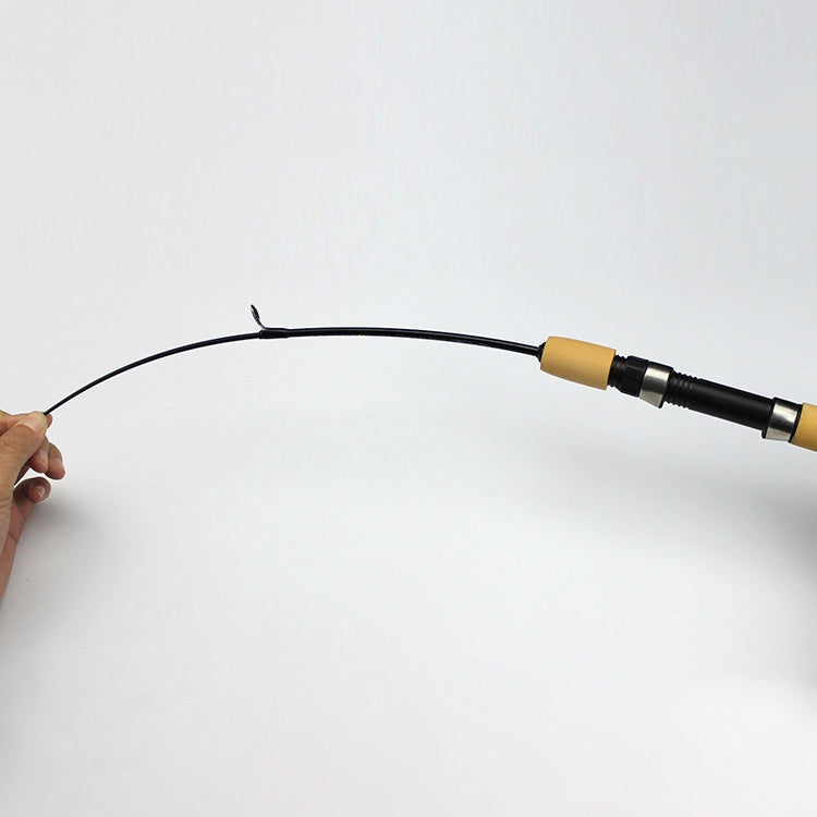 Ice fishing rod showing curved line attached near the yellow handle