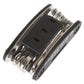 Black folding 16-in-1 bicycle tool with multiple socket inserts and hinged bit holder