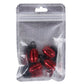 Red grenade-style tire valve caps in sealed blister pack, multiple pieces shown