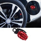 Red grenade-style tire valve cap with black loop and black rubber key ring