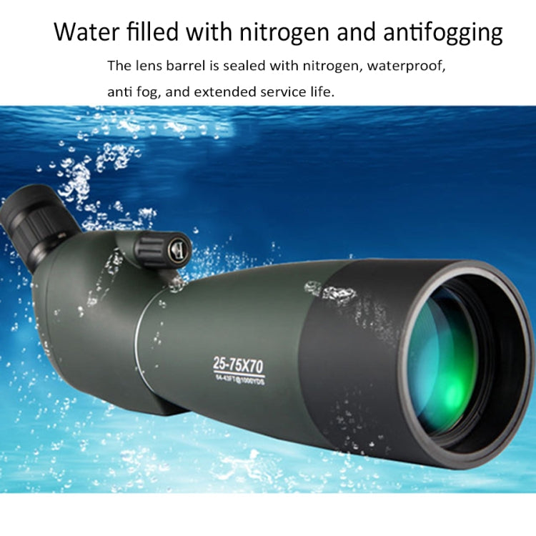 Teal monocular telescope with front lens shown in water splash effect.