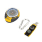 Yellow and black altimeter with carabiner clip and two attached dial displays.