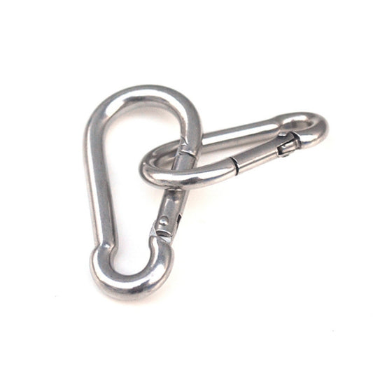 Stainless steel carabiner with open gate and spring latch mechanism
