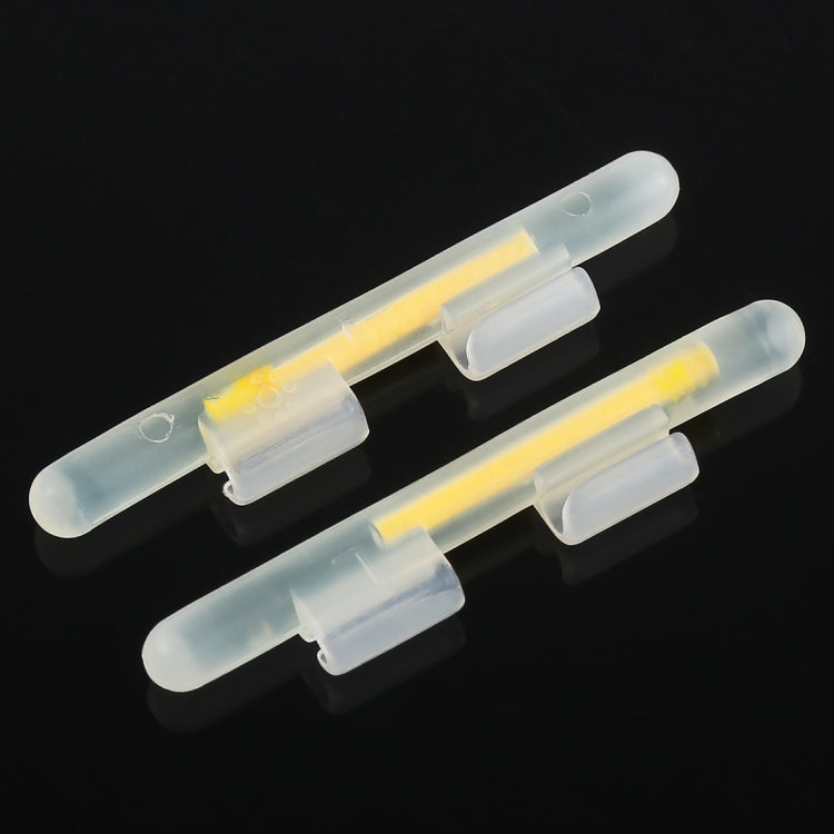 Clip-on luminous fishing light stick set, translucent blue clips with yellow glow bars