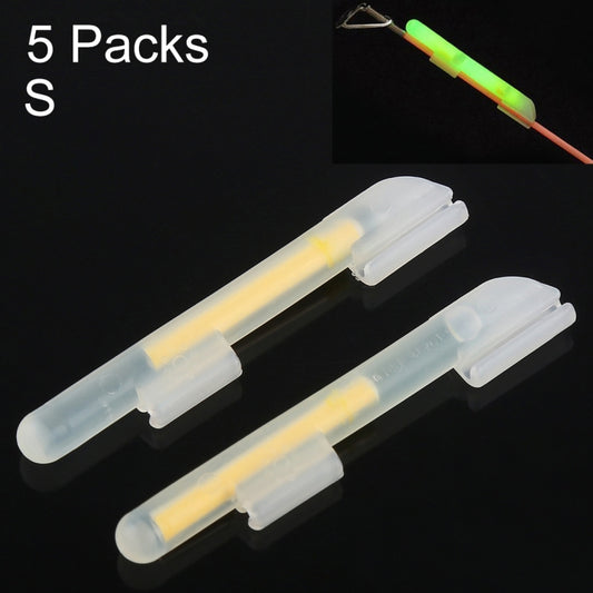 Luminous clip-on night fishing light sticks with pale blue glow and clear clip holders
