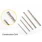 Assorted silver drill bits with spiral flutes on a tool set card, including a highlighted bit