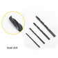 Black twist drill bits with spiral flutes and pointed ends, displayed in a row