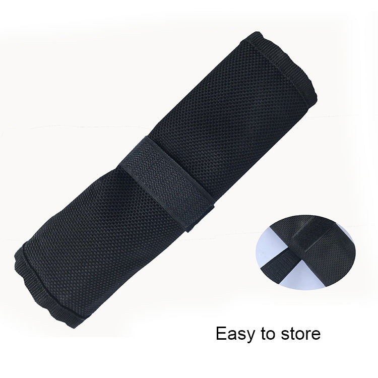 Black fabric tool storage sleeve with strap, designed for easy storage of drill bits