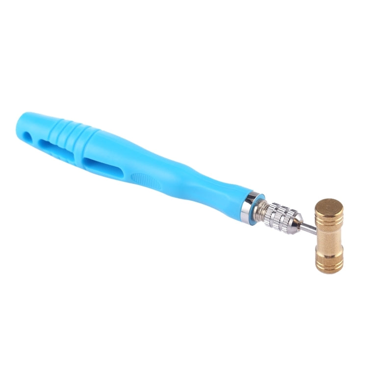 Side view mini round head hammer with blue handle and copper head, 10mm
