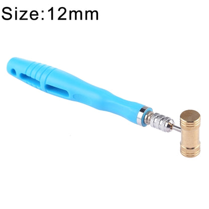 12mm mini round-head copper hammer with blue handle and brass-toned head