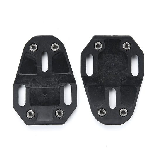 Black cleat spacer shim plates with mounting holes and four silver screws