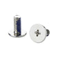Metal mounting screws with flat heads, silver with blue threads