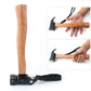Shark-style nail puller hammer with wooden handle and black wrist strap