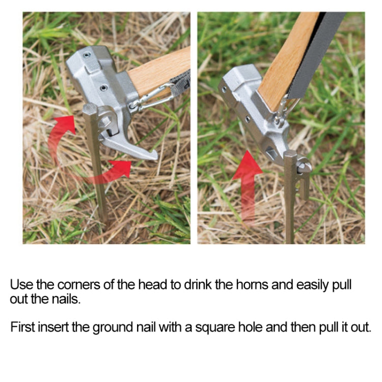Shark-style nail puller hammer head corner for pulling nails from ground