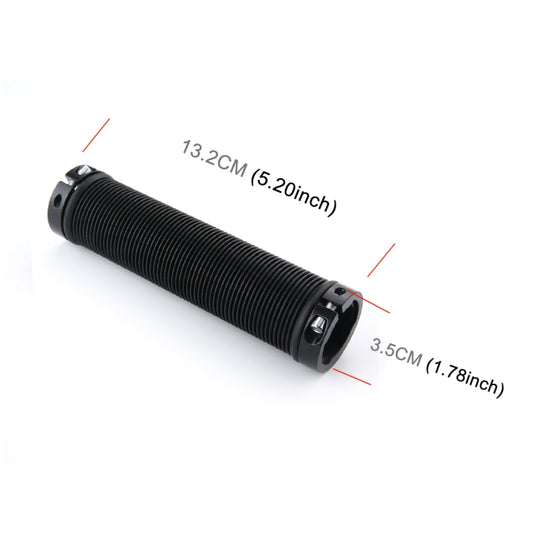 Black ribbed rubber bicycle handlebar grip with lock-on end collar