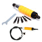 Electric carving tool kit with orange handle, wrench, engraving bits, and flexible shaft