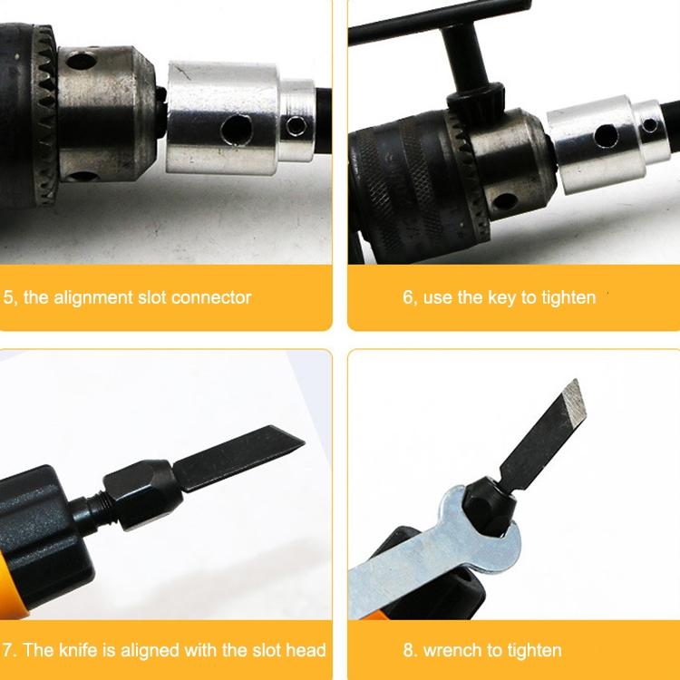 Step-by-step connector alignment for electric carving knife with wrench tightening