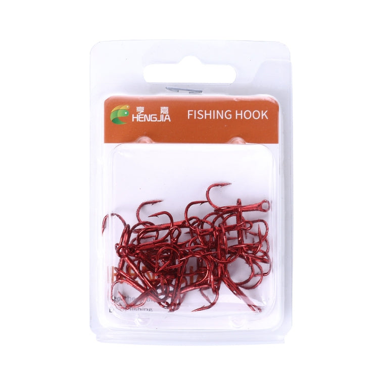 HENGJIA fishing hook blister pack, red treble hooks, 20 pcs inside