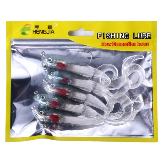 HENGJIA soft fishing lure set in clear bag, silver-white bodies with red spots and hooks
