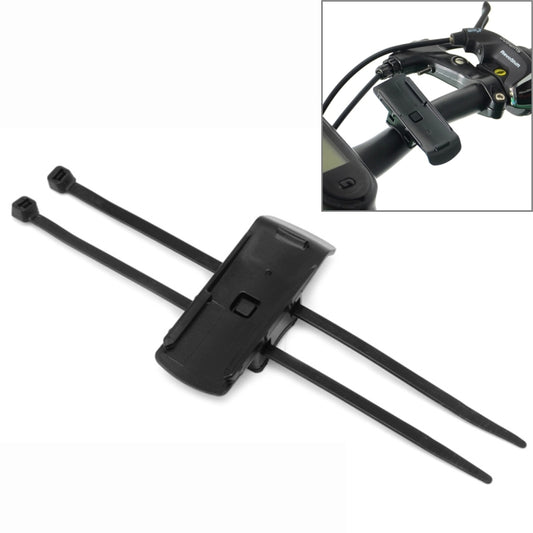 Black bike GPS holder stand with two adjustable mounting straps and base clip.