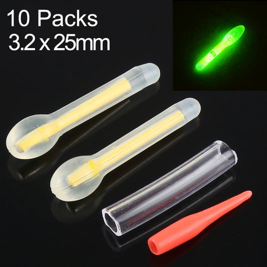 10-pack bulb-shaped luminous fishing light sticks, clear tubes with yellow glow core