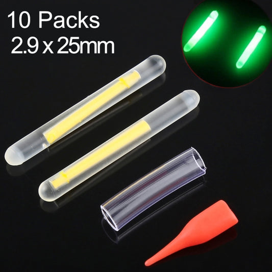 Luminous fishing light sticks, clear tubes with yellow glow, 2.9 x 25mm
