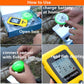 Yellow portable fishfinder and green sonar sensor shown charging at home