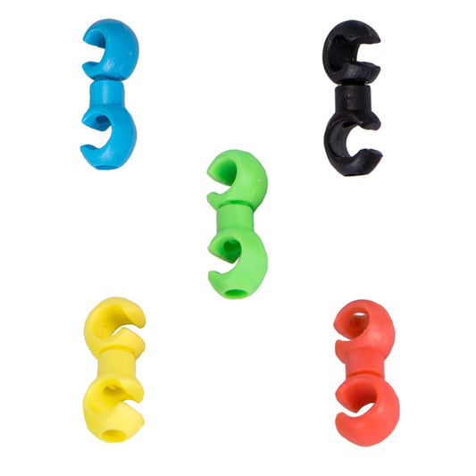 S-style brake cable clips set in blue, green, yellow, red, and black
