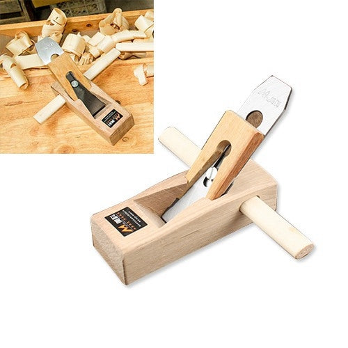 180mm wood hand plane with metal cutting blade and light wood handle