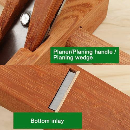 Hand plane cutting wedge on wooden base with blade insert slot