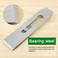 Wood hand plane close-up with metal blade and curved grip handle