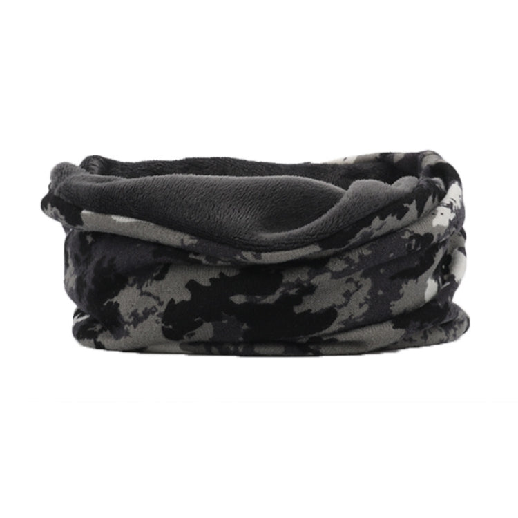 Black camouflage knit neck warmer/scarf, thick folded tube