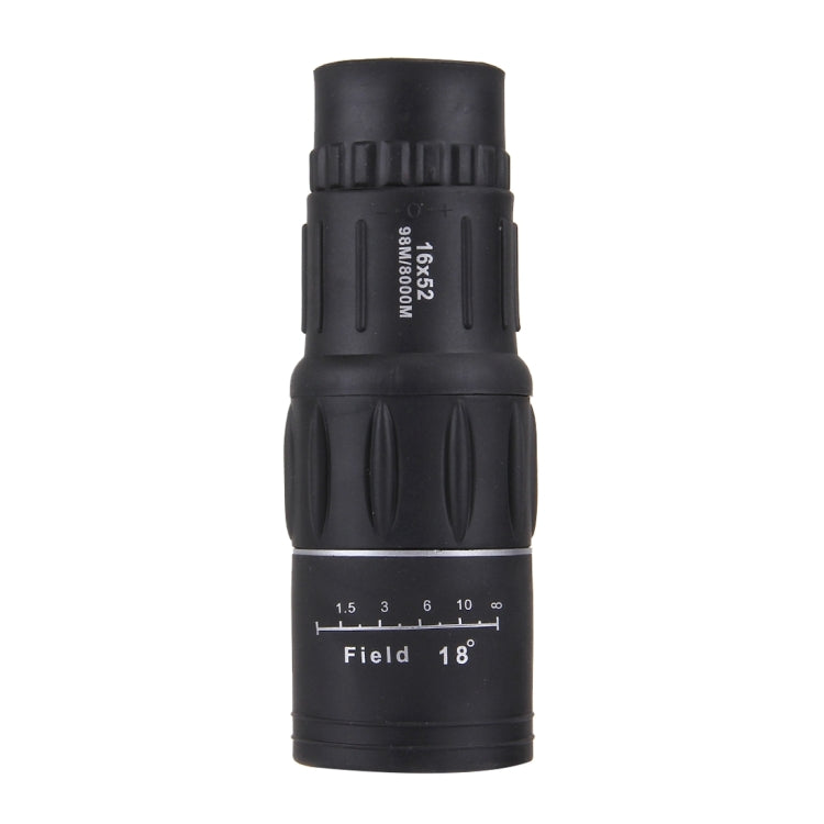 Black monocular telescope eyepiece with measurement scale and Field 18° label