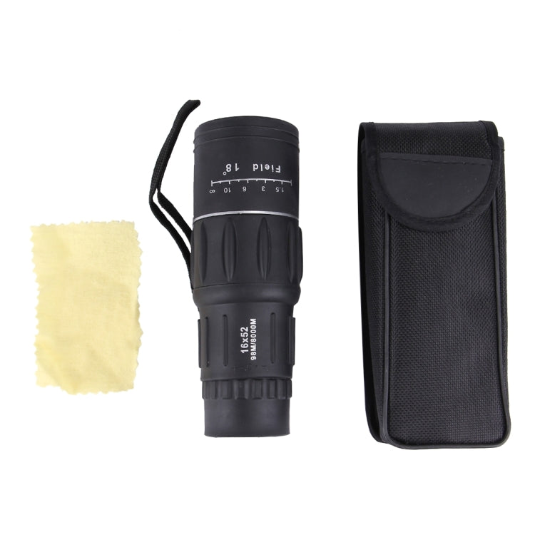 Black monocular telescope with protective carry case and strap