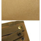 Tan pocket wallet detail showing hook-and-loop panel and metal snap hardware