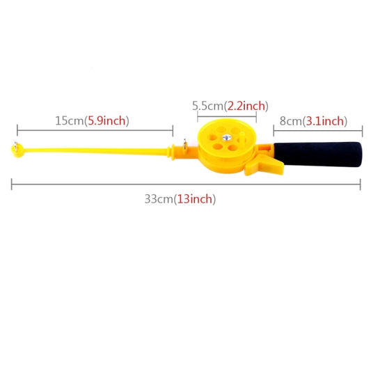 33cm mini ice fishing rod: 15cm shaft, 5.5cm reel, black handle