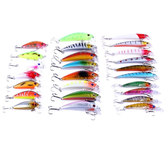 Assorted minnow fishing lures set, multicolor hard plastic baits with treble hooks
