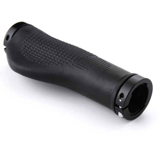AG21 rubber bicycle grip, dark textured with alloy end lock ring and cap