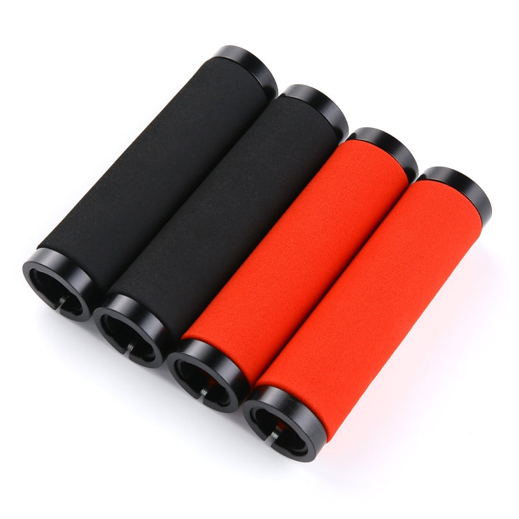 Pair of black and red sponge grips with alloy lock rings