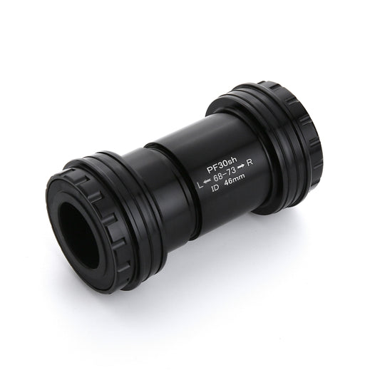 Black PF30 press-fit bottom bracket shell end view with PF30sh-R markings