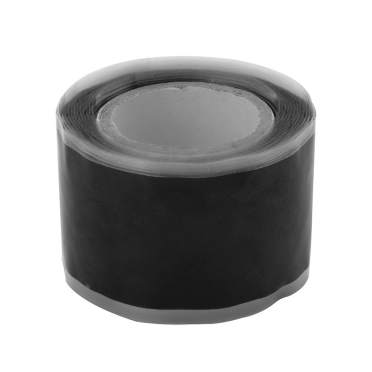 Black silicone self-adhesive tape roll, top view